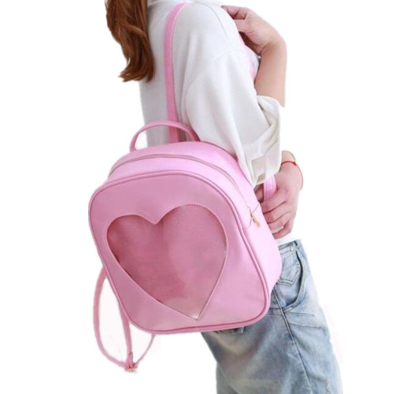 Kawaii Clothing Bag Transparent Japan Harajuku Heart Backpack