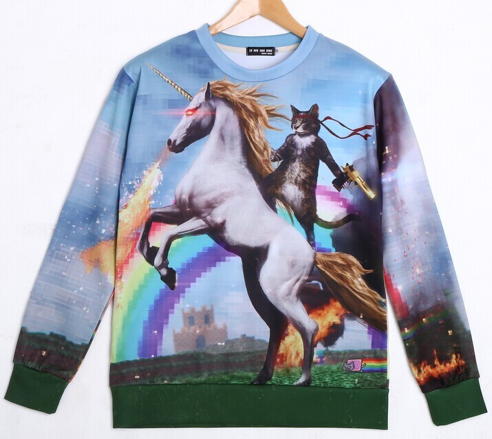 Kawaii Clothing Meme Rainbow Harajuku Cat Unicorn Sweatshirt