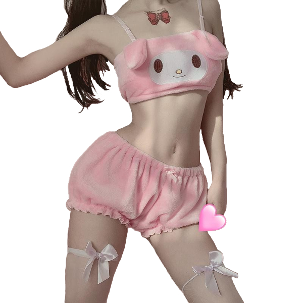 Kawaii Clothing Rabbit Bunny Pajamas Pink White Cartoon Harajuku Japan Underwear Wh100