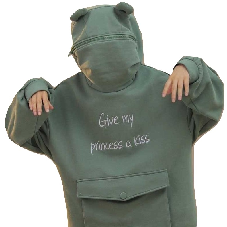 Kawaii Clothing Frog Sweatshirt Hoodie Funny Harajuku Head Pocket WH102