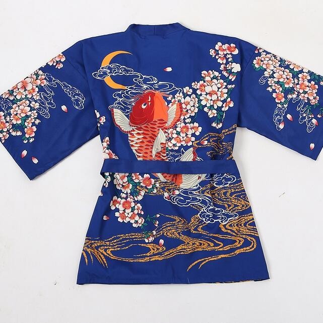 Kawaii Clothing Carp Kimono Jacket Japanese Koi Fish Black Blue