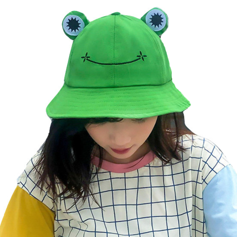 Kawaii Clothing Green Frog Hat Beanie Eyes Harajuku Cartoon Fun Japan ...