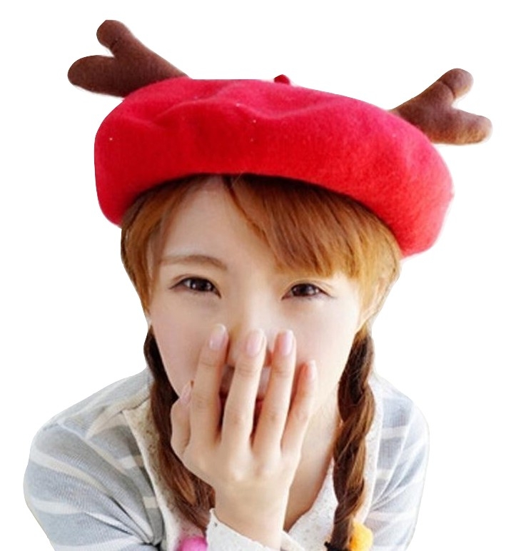 Kawaii Clothing Deer Antlers Hat Horns Animal Beret Beanie Korea
