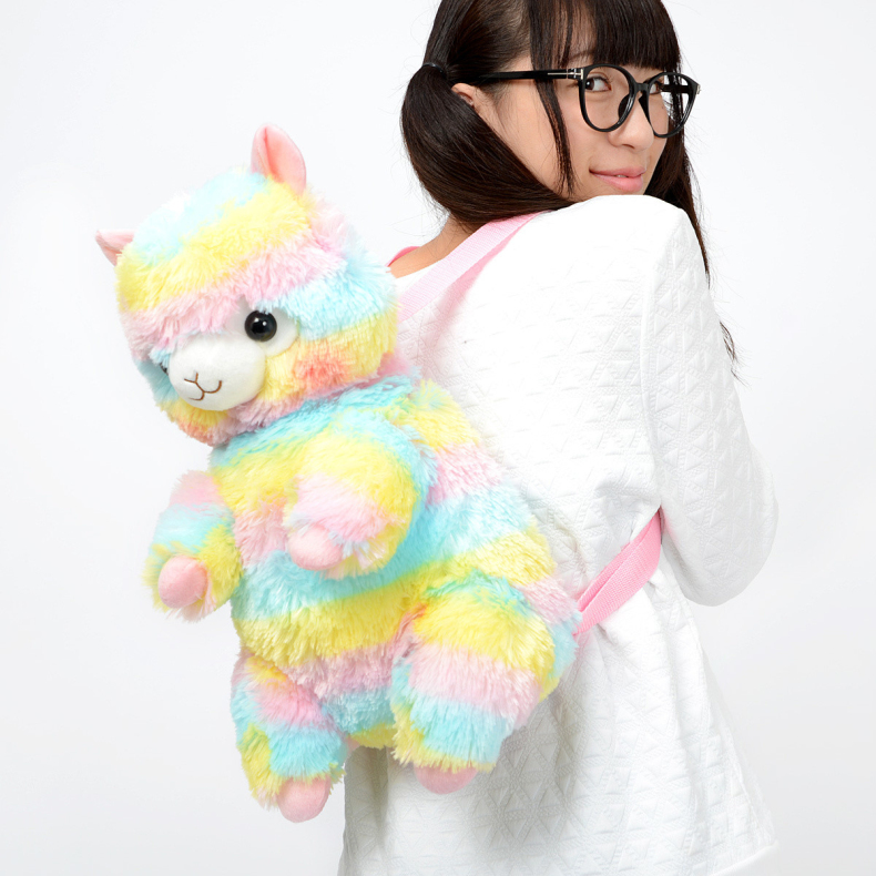 Kawaii Clothing Animal Bag Plush Rainbow Japan Alpaca Backpack