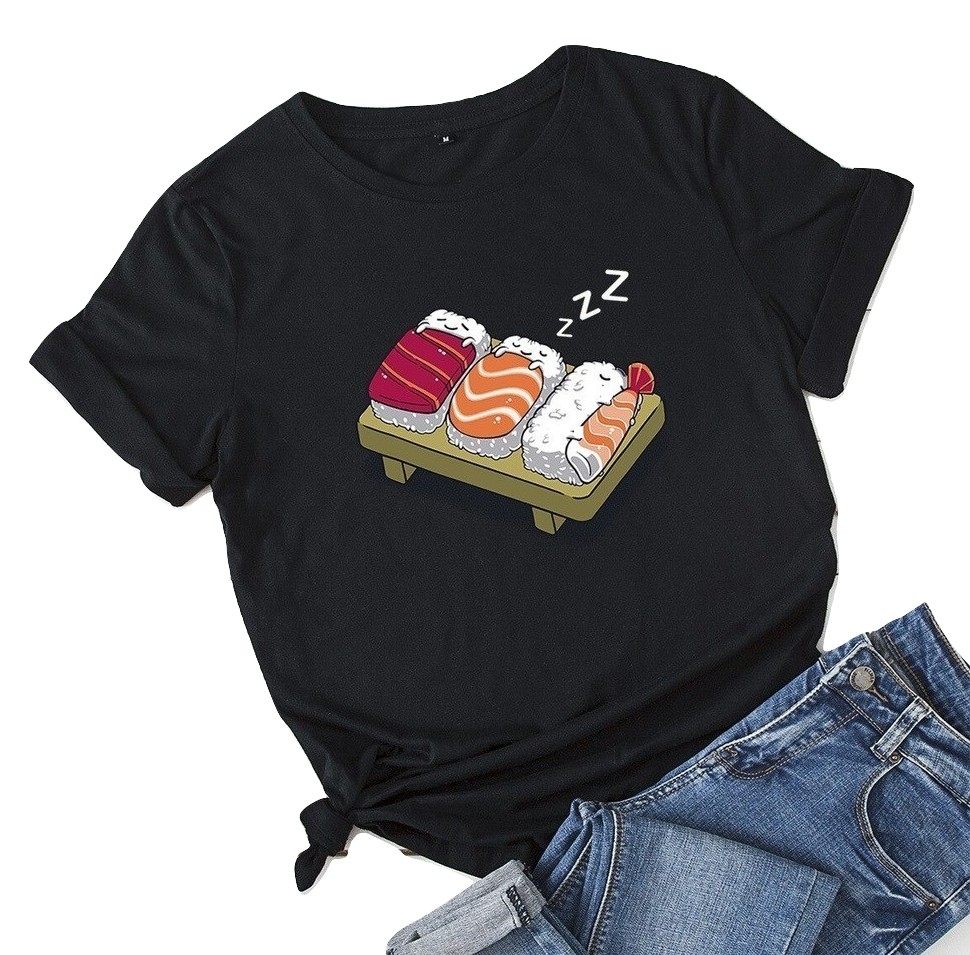 Kawaii Clothing Nigiri Maki Japanese Food Black Sushi T-shirt