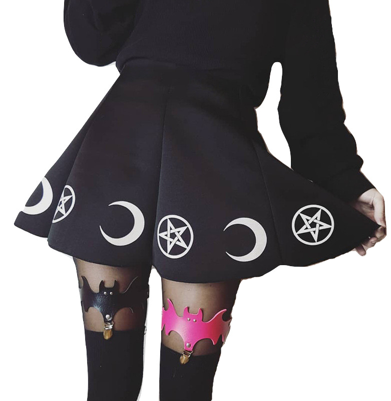 Kawaii Clothing Witch Skirt Witchcraft Black Blouse Gothic Punk Satanic Moon