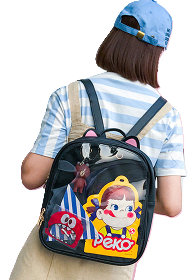 Kawaii Clothing Transparent Backpack Bag Cat Jpop Kpop Badges