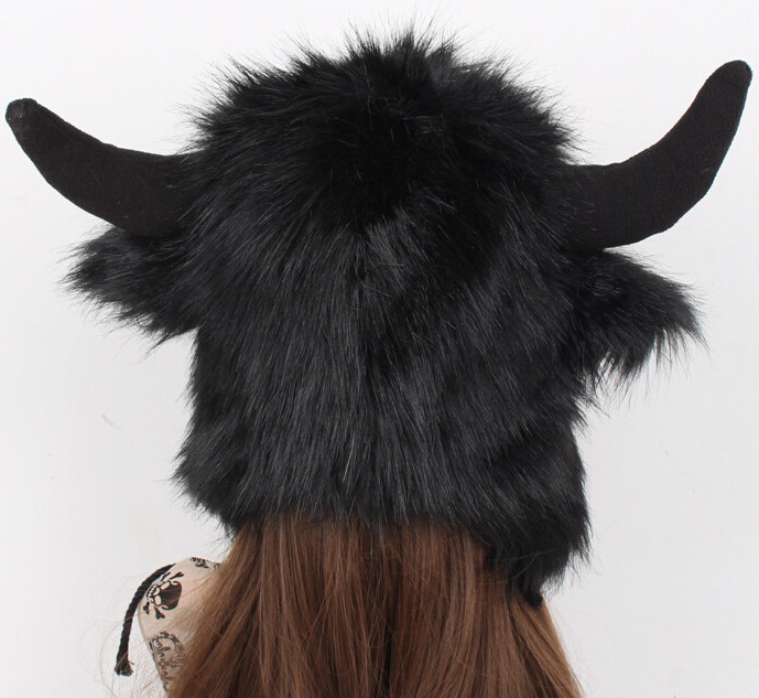Kawaii Clothing Black Horns Ears Deer Cat Fur Hat Animal Beanie