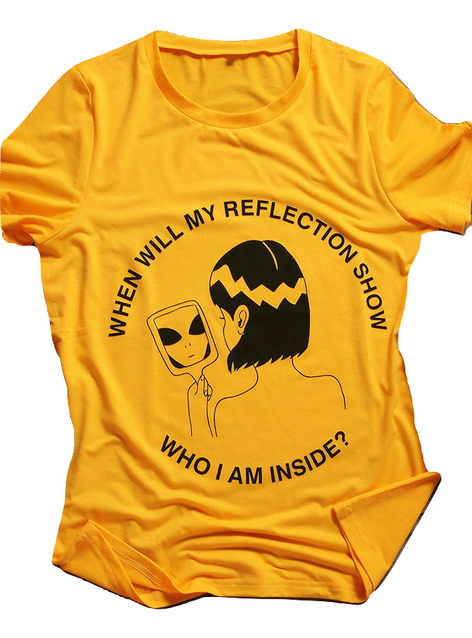 Alien Kawaii Clothing Mirror Reflection T-shirt Monster Punk Emo
