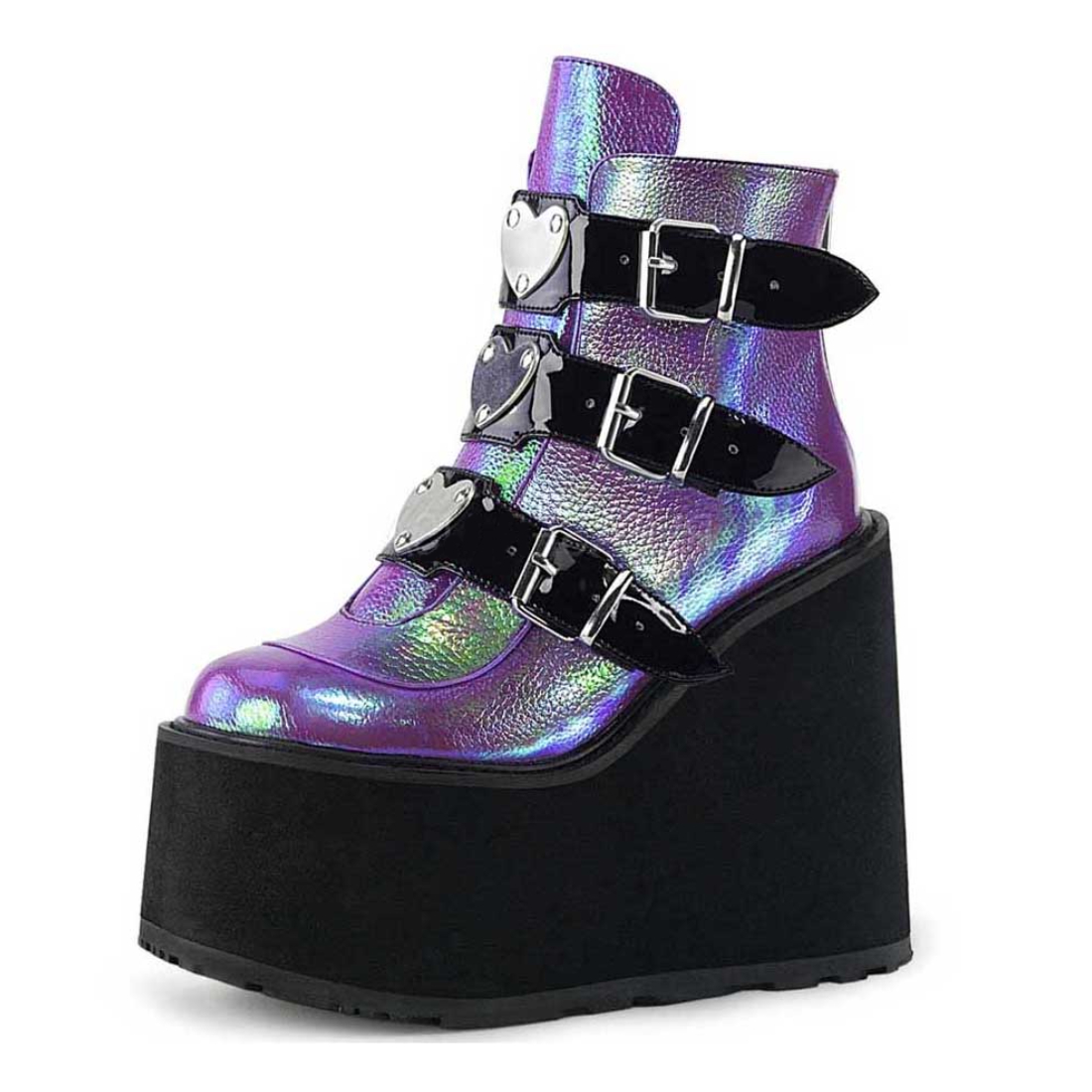 Kawaii Clothing Ankle Boots Platform Wedge Shoes Purple White Black Harajuku Punk Wh082