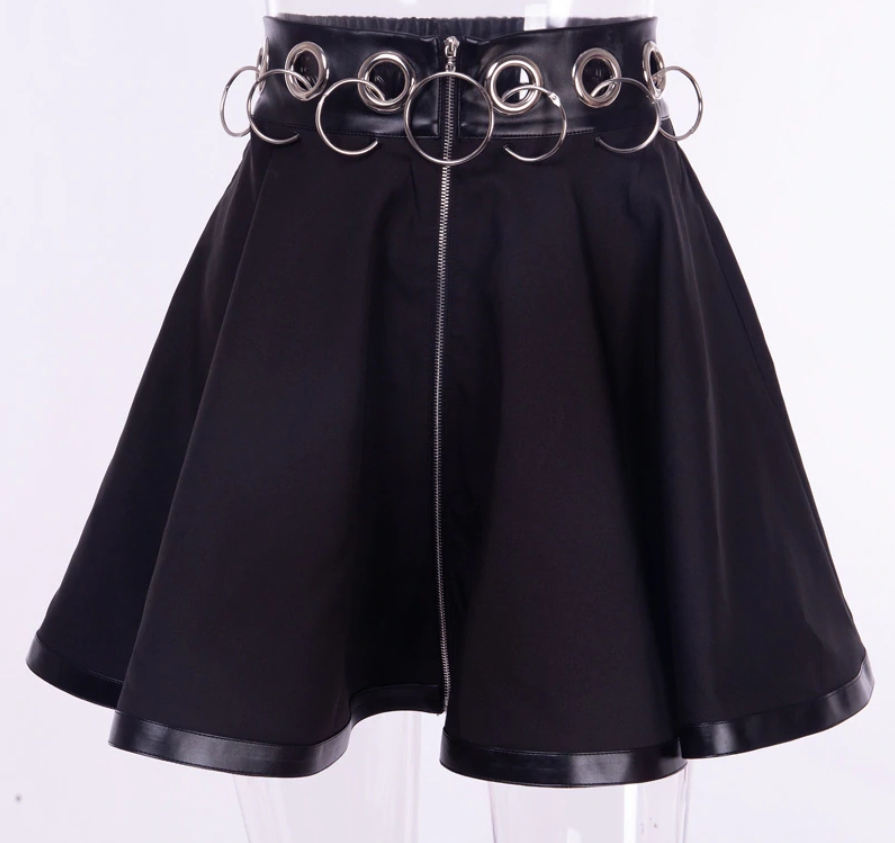 Kawaii Clothing Gothic Punk Rings Skirt Black Japan Ulzzang Metal