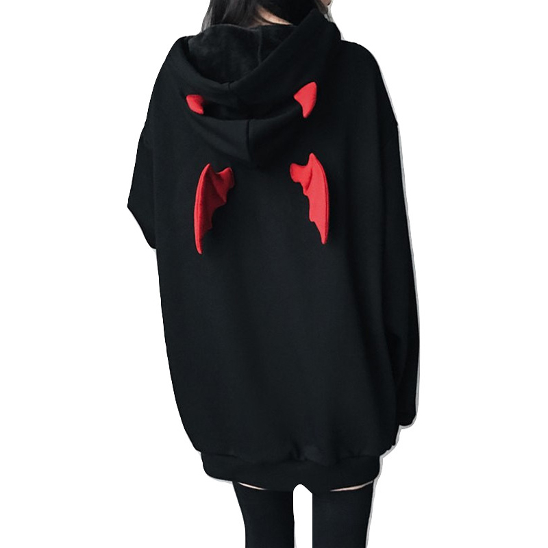 Demon Punk Black Gothic Hoodie Wings Sweatshirt Kawaii Clothing