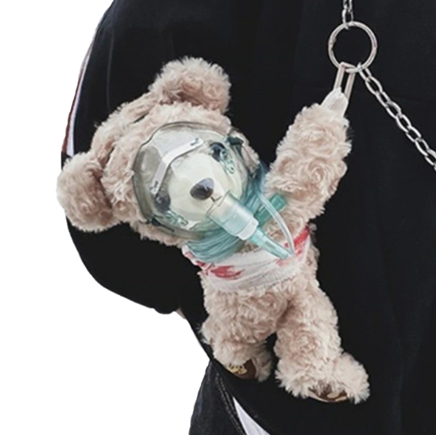 Kawaii Clothing Teddy Bear Punk Horror Bag Blood Ventilator Mask Harajuku Plush Wh298