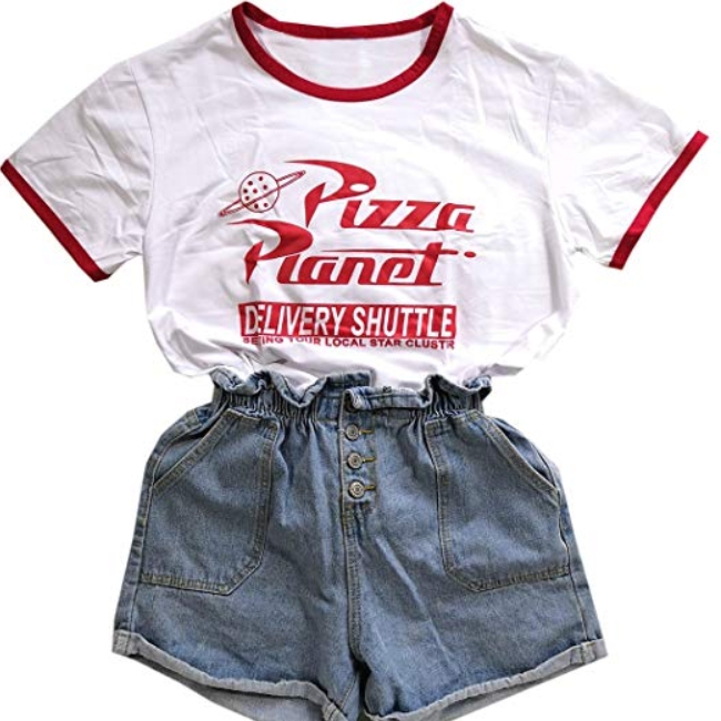 Kawaii Clothing White Japanese Korean Top Pizza Planet T-shirt