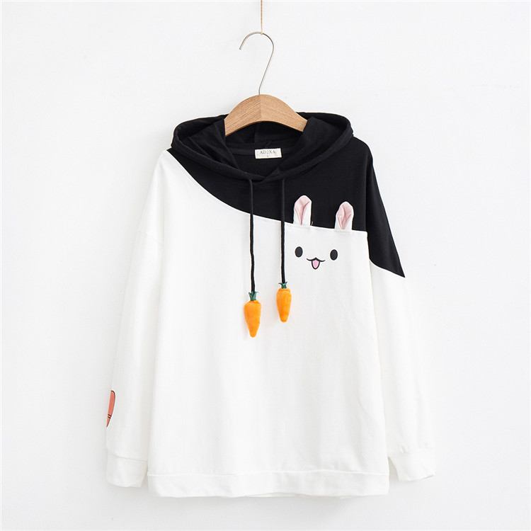 Kawaii Clothing Bunny Sweatshirt Cute Ears Rabbit Carrot Hoodie