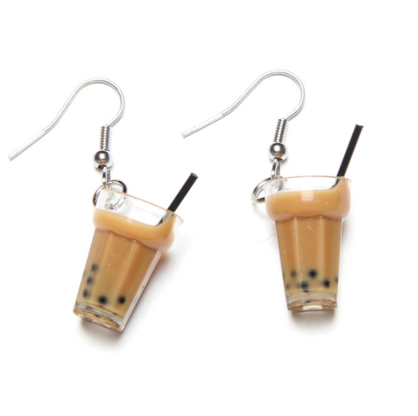 Kawaii Clothing Blubble Tea Tapioca Boba Drink Earrings Taro Milk