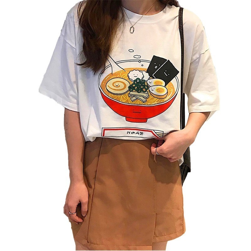 Kawaii Clothing Japanese Noodles T-shirt Ramen White Naruto Soup
