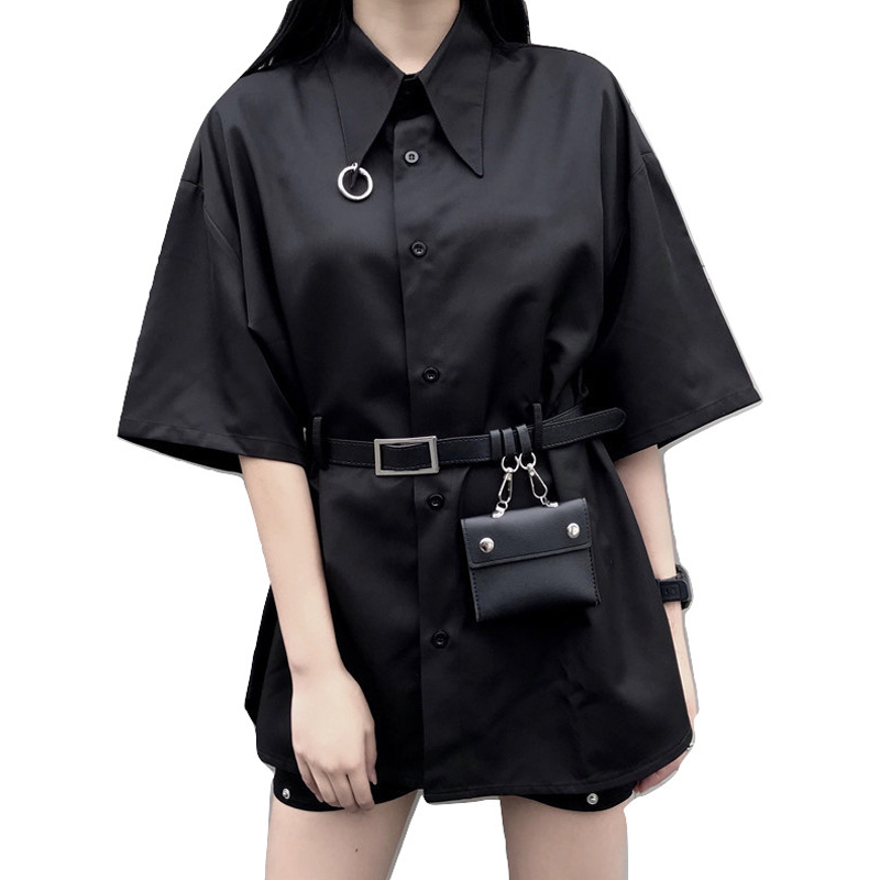 Kawaii Clothing Gothic Punk Blouse Shirt Black Wallet Belt Ring