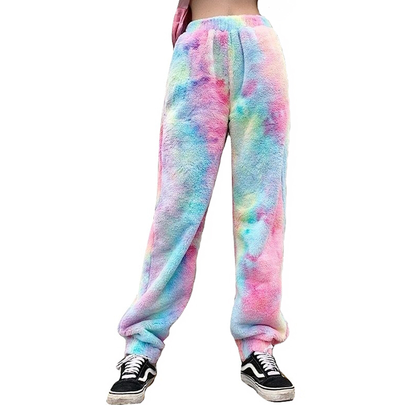 Kawaii Clothing Dye Tie Rainbow Pants Trouser Sweatpants Fur Fun Wh509