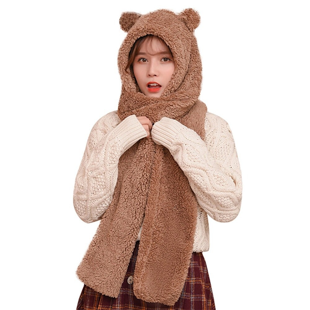 Kawaii Clothing Bear Ears Beanie Hat Scarf Harajuku Ulzzang Japan Cute Korea Plush Wh391