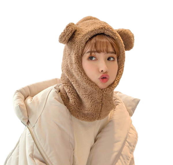 Kawaii Clothing Bear Ears Scarf Hat Beanie Halloween Costume Funny Cute Brown Harajuku Wh410