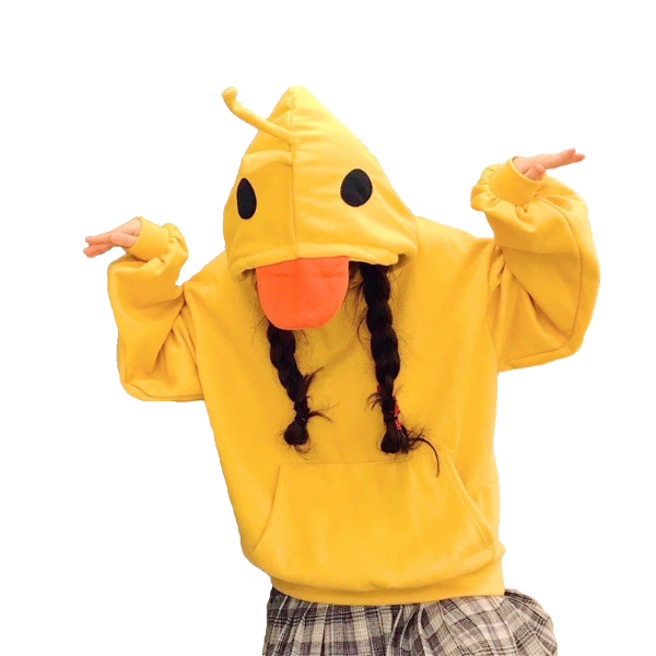 Kawaii Clothing Duck Hoodie Yellow Beak Sweatshirt Halloween Costume Cute Harajuku Wh412