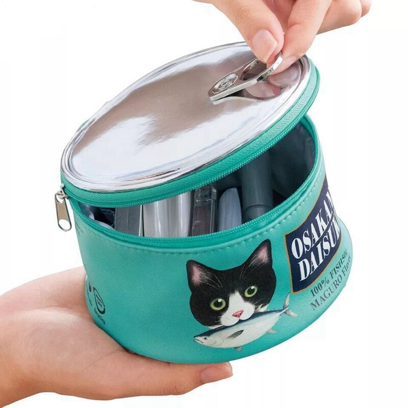 Kawaii Clothing Canned Fish Food Cat Travel Bag Box Cosmetic Makeup Harajuku Cute Wh019