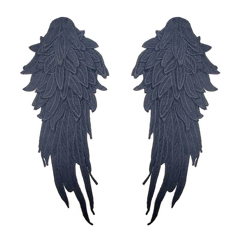 Kawaii Clothing Embroidery Feathers Angel Wings Sewing Patch Black White Gothic Punk Harajuku WH156