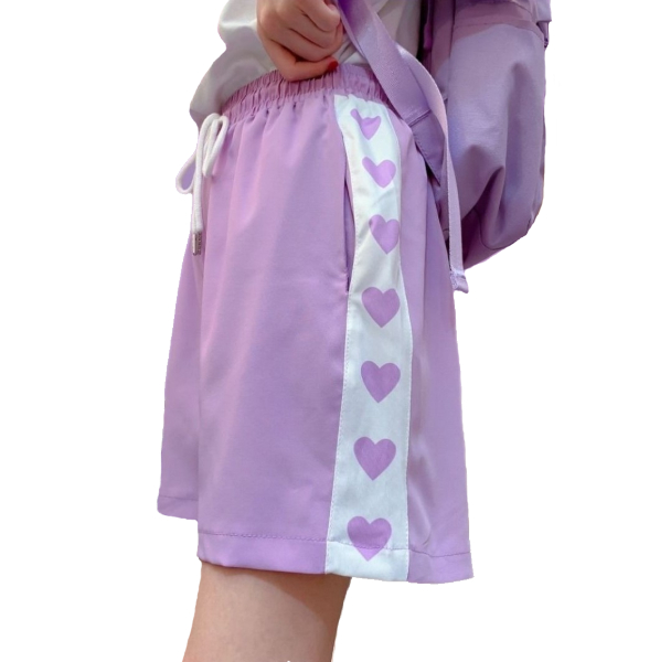 Kawaii Clothing Purple Lavender Pastel Shorts Pants Heart Love Harajuku Ulzzang Japan Wh183