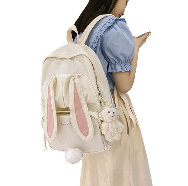 Kawaii Clothing Rabbit Ears Backpack Bunny Bag Tail Harajuku Ulzzang Cartoon Pet Animal High School Wh206