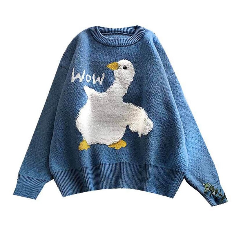 Kawaii Clothing Cute Cartoon Duck Knitted Sweater Goose Pullover Ulzzang Korean Funny Animal Pet WH408