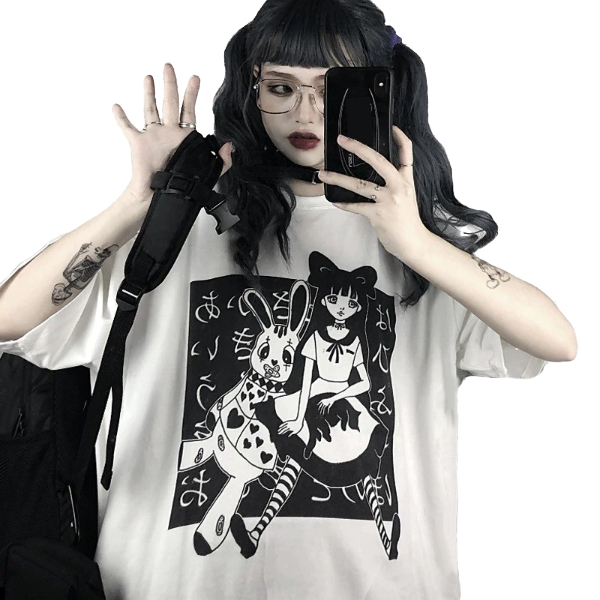 Kawaii Clothing Alice Wonderland Gothic Lolita T-shirt Punk Harajuku  Cartoon Emo Japan Cute Wh514 on Luulla