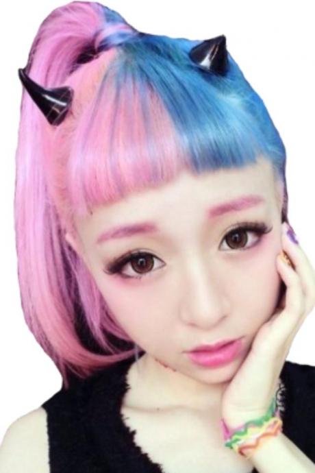 Kawaii Clothing 2PCs Horns Cuernos Hairpin Demon Punk Harajuku Japanese Korean WH292