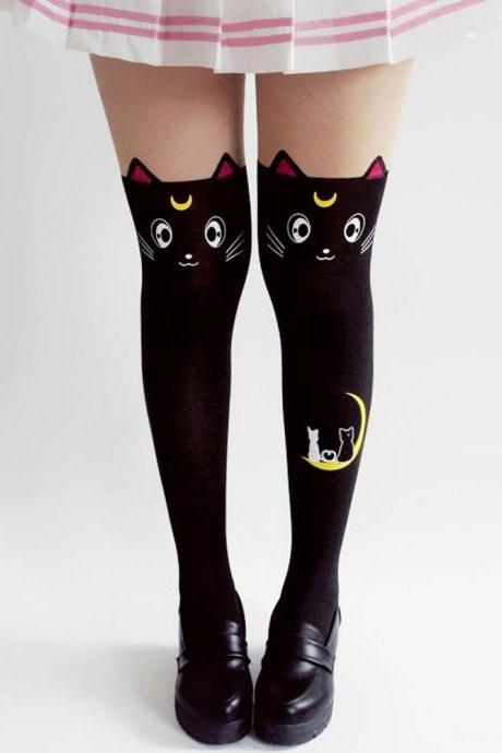 Kawaii Clothing Harajuku Ropa Tights Sailor Moon Medias Pantyhose Cat Gothic Lolita Ulzzang