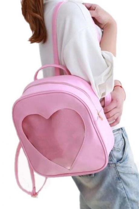 Kawaii Clothing Bag Transparent Japan Harajuku Heart Backpack