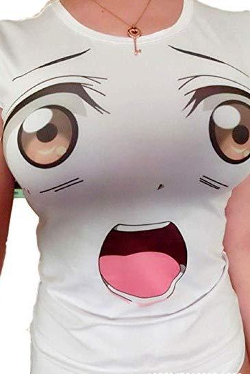 Kawaii Clothing Anime Manga Harajuku Top Cute Eyes Face T-Shirt