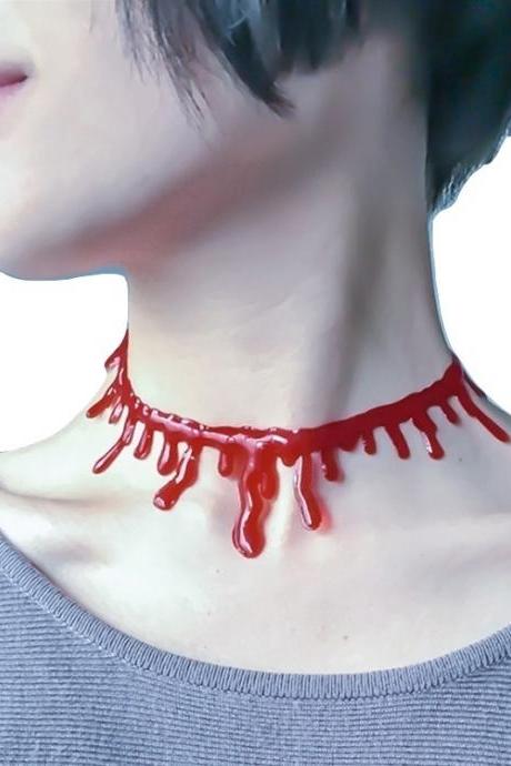 Kawaii Clothing Blood Necklace Choker Red Halloween Punk Horror