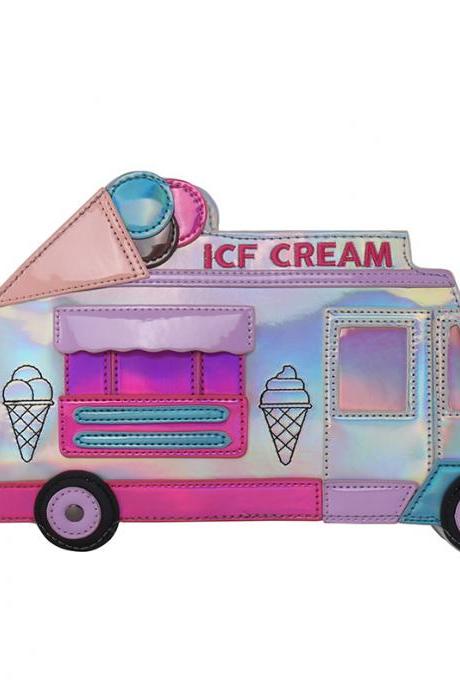 Kawaii Clothing Ice Cream Truck Car Laser Harajuku Pink Bag Cool Ulzzang Hologram WH317