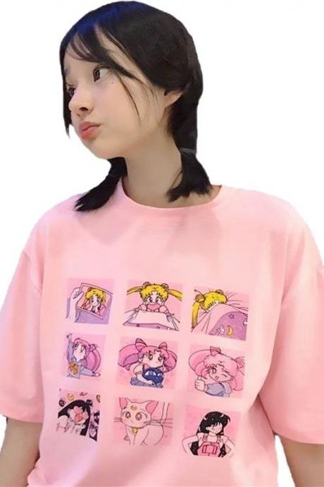 Kawaii Clothing Sailor Moon T-Shirt Anime Otaku Pink White Japan
