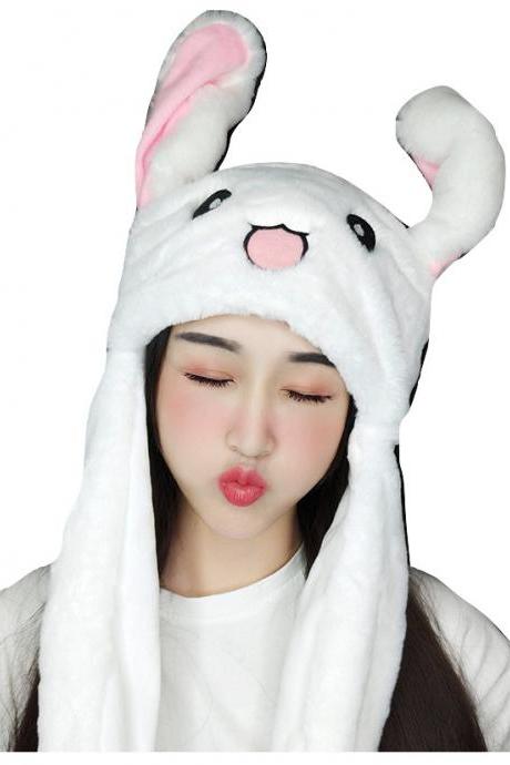 Kawaii Clothing Moving Flapping Move Ears Hat Rabbit White Bunny