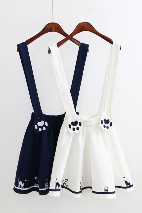 Kawaii Clothing Gothic Lolita Cute Japan Cat Paw Suspender Skirt
