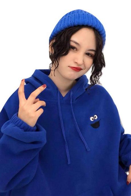 Kawaii Clothing Hoodie Sweatshirt Cartoon Monster Embroidery Emo