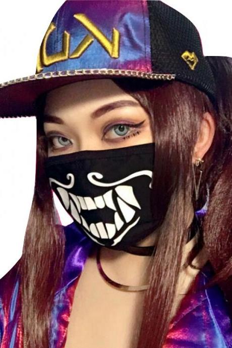 Kawaii Clothing Mask Black Punk Teeth Fangs Vampire Lol Akemi Kda WH515