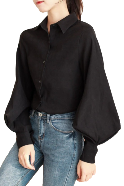 Kawaii Clothing Lantern Sleeves Blouse Shirt Puff Gothic Lolita Black White Punk Vintage WH430