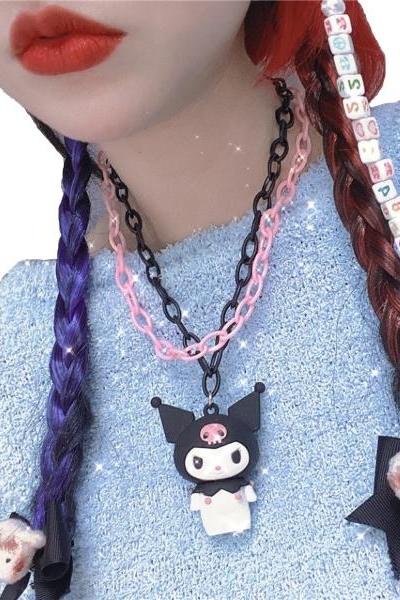 Kawaii Clothing Cartoon Demon Devil Pendant Charm Necklace Harajuku Goth Punk Black WH442