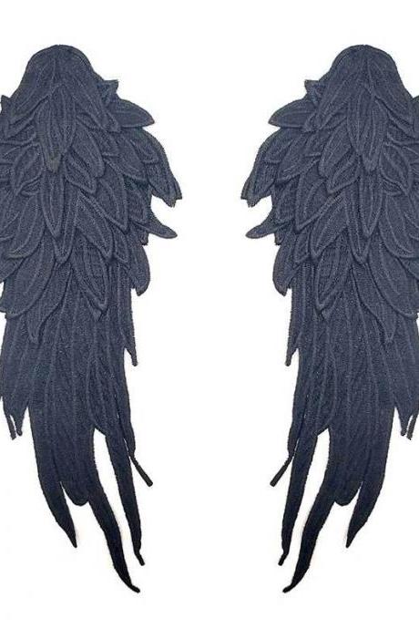 Kawaii Clothing Embroidery Feathers Angel Wings Sewing Patch Black White Gothic Punk Harajuku WH156