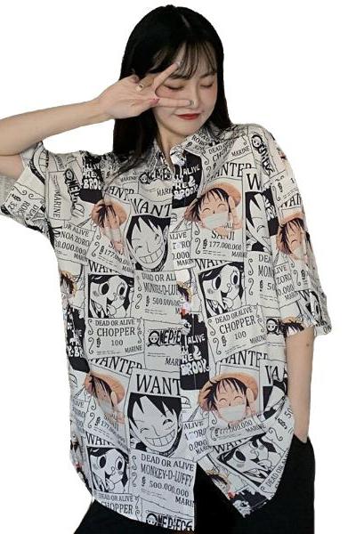 Kawaii Clothing One Piece Shirt Cartoon Anime Manga Blouse Harajuku Japan Comic Luffy WH307