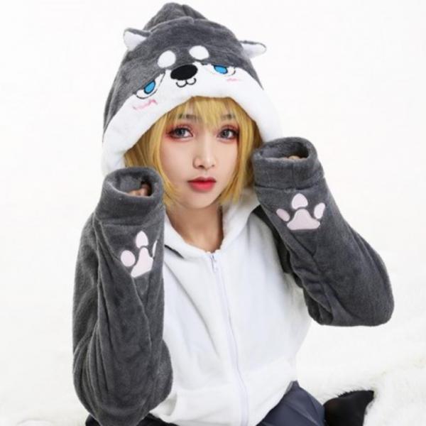 Kawaii Clothing Husky Hoodie Shiba Inu Sweatshirt Doge Harajuku Ears Cute Japan Cosplay WH290