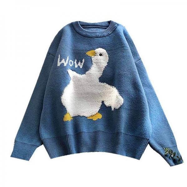 Kawaii Clothing Cute Cartoon Duck Knitted Sweater Goose Pullover Ulzzang Korean Funny Animal Pet WH408